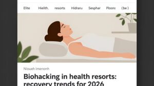 Футуристическая иллюстрация технологий биохакинга для восстановления организма в премиум-санатории Киров Пенза Резорт